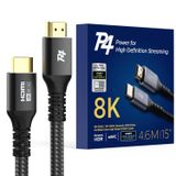 P4 Kendinizi 8K Parlaklığa Bırakın! 15FT Sertifikalı HDMI Kablosu 2.1 - Ultra Yüksek Hız, Örgülü, 8K@60Hz, 4K@120Hz, eARC, HDR10+, Atmos - Apple TV, Roku, Netflix, PS5 ve Daha Fazlası için Mükemmel!