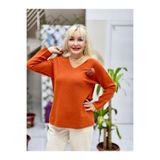 P40204 İtalyan PonPonlu Angora Kazak Oranj