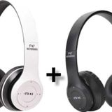 P47 Wiriless 2 Adet Extra Bass Wireless Bluetooth Kulaklık 5.0 Edr Siyah Beyaz 2 Adet Kablosuz Kulaklık Radyo