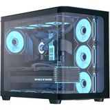 P500c Orta Kule Çift Odacıklı Pc Kasası 4 Önceden Kurulmuş Fanlar Yüksek Hava Akımı Panoramik Temperli Cam Rgb Aydınlatma 360Mm Radyatör Desteği Özelleştirilebilir Soğutma Sistemi Kablo