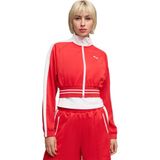 P634556 Puma T7 Pique Cropped Jacket Kadın Ceket Siyah - Kırmızı