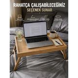 Pablito Katlanır Ahşap Ayaklı Kahvaltı Masası Sunum Tepsisi Laptop Çalışma Masası Organizer Portatif Tepsi 40*30