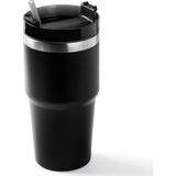 Pablo Siyah Paslanmaz Çelik Pipetli Termos Bardak 600ML - 600 ml