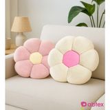 Pabtex 2'li Dekoratif Papatya Şeklinde Peluş Yastık 40 cm – Yumuşak ve Konforlu Tasarım - 40 x 40 cm - Pembe - Krem
