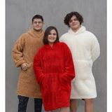 Pabtex Kapüşonlu Peluş Giyilebilir Battaniye – Ultra Yumuşak Oversize - 95 x 73 cm - Kahverengi