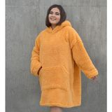 Pabtex Kapüşonlu Peluş Giyilebilir Battaniye – Ultra Yumuşak Oversize - Hardal - 95 x 73 cm