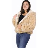 Pabtex Oversize Astarlı Peluş Mont Yüksek Kalite - Bej - XL