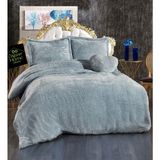 Pabtex Peluş Çift Kişilik Nevresim Seti (%100 Yerli ) - 200 x 220 cm - Gri