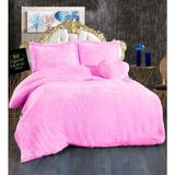 Pabtex Peluş Çift Kişilik Nevresim Seti (%100 Yerli ) - 200 x 220 cm - Pembe