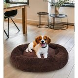 Pabtex Peluş Köpek Yatağı - Yumuşak ve Konforlu Evcil Hayvan Yatağı - Koyu Kahve - S