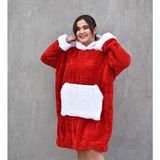 Pabtex Welsoft Peluş Polar Giyilebilir Battaniye Pijama - 70 x 110 cm - Kırmızı - Beyaz