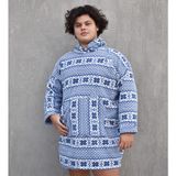 Pabtex Welsoft Peluş Polar Giyilebilir Battaniye Pijama - 70 x 110 cm - Mavi - Beyaz