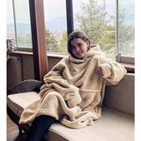 Pabtex Welsoft Peluş Polar Giyilebilir Battaniye Pijama - Bej - 70 x 110 cm