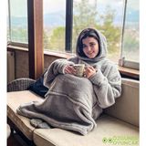 Pabtex Welsoft Peluş Polar Giyilebilir Battaniye Pijama - Gri - 70 x 110 cm