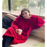 Pabtex Welsoft Peluş Polar Giyilebilir Battaniye Pijama - Kırmızı - 70 x 110 cm