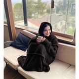 Pabtex Welsoft Peluş Polar Giyilebilir Battaniye Pijama - Siyah - 70 x 110 cm