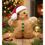 Pabtex Yeni Yıl Kurabiye Adam Peluş Yastık - Yeni Yıl Hediyelik - 30 x 30 cm - Kahverengi