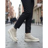 Pabucmarketi Bağcıklı Erkek Sneaker Bot Bej Süet (Bej Taban) - Renkli