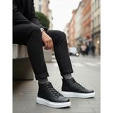 Pabucmarketi Bağcıklı Erkek Sneaker Bot SİYAH (BEYAZ TABAN)