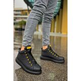 Pabucmarketi Bağcıklı Erkek Sneaker Bot Siyah Sarı - Siyah - Sarı