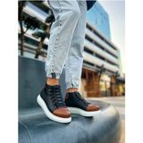 Pabucmarketi Bağcıklı Erkek Sneaker Bot Siyah Taba - Siyah - Taba