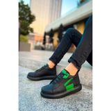 Pabucmarketi Bağcıklı Erkek Sneaker Bot Siyah Yeşil - Siyah - Yeşil