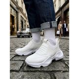 Pabucmarketi Beyaz Bağcıksız Yüksek Taban Erkek Sneaker Bot - Renkli