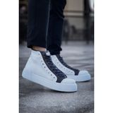 Pabucmarketi Fermuarlı Bağcık Detaylı Erkek Sneaker Bot Beyaz Antrasit - Beyaz - Antrasit