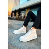 pabucmarketi Fermuarlı Bağcık Detaylı Erkek Sneaker Bot Beyaz Beyaz