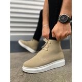 Pabucmarketi Krem Süet Bağcıklı Erkek Sneaker Bot
