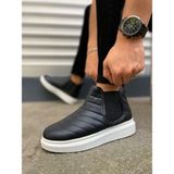 Pabucmarketi Siyah (Beyaz Taban) Lastikli Erkek Sneaker Bot