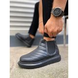 Pabucmarketi Siyah (Siyah Taban) Lastikli Erkek Sneaker Bot