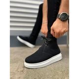 Pabucmarketi Siyah Süet (Beyaz Taban) Bağcıklı Erkek Sneaker Bot