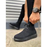 Pabucmarketi Siyah Süet (Siyah Taban) Bağcıklı Erkek Sneaker Bot