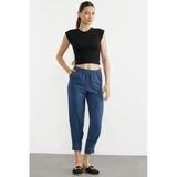 Paça Büzgü Detaylı Krep Pantolon - Indigo