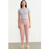 Paça Büzgü Detaylı Krep Pantolon - Pembe