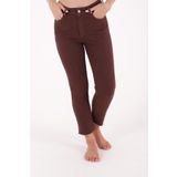 Paçaları Dikişsiz ve Yüksek Belli Cepli Astarsız Kadın Kot Pantolon Mom Fit Jean Kahverengi Denim