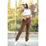 Paçası Lastikli Eşofman Altı Kahverengi Kışlık 3 iplik Şardonlu Reguar Fit - 2529-9016-9017 - XL