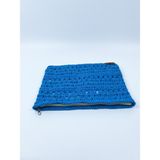 PACHİRA El Yapımı Hasır Portföy Kağıt Ip Clutch Çanta / En 32 Cm. Uzunluk 21 Cm. - Turkuaz