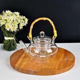 Paçi 1200 Ml Bambu Saplı Isıya Dayanıklı Cam Demlik