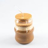 Paçi Bambu Kapaklı Cam Pipetli 450 ml Borosilikat Bardak - 1 Adet