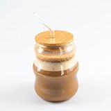 Paçi Bambu Kapaklı Cam Pipetli 450 Ml Borosilikat Bardak Renksiz