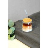 Paçi Bambu Kapaklı Üzüm Taneii Cam Pipetli 350 ml Borosilikat Bardak - 1 Adet - Şeffaf