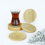 Paçi Bambu Serisi 10 Cm Genişlikte Yuvarlak 6'lı Çay Bardağı Altlığı Sarı