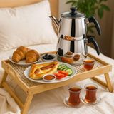 Paçi Bambu Serisi 50X30 cm Camlı Ayaklı Dekoratif Tepsi