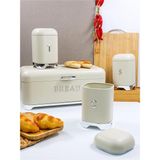 Paçi Belariva-Cuisine Ekmeklik & Baharat Saklama Seti Bej | Metal Bread Box + 3’lü Kavanoz Seti - 3 kavanoz 1 ekmeklik