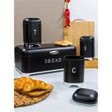 Paçi Belariva-Cuisine Ekmeklik & Baharat Saklama Seti Siyah | Metal Bread Box + 3’lü Kavanoz Seti - 0 Siyah - 3 kavanoz 1 ekmeklik metal