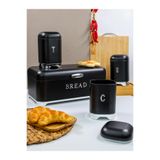 Paçi Belariva-Cuisine Ekmeklik & Baharat Saklama Seti Siyah | Metal Bread Box + 3’lü Kavanoz Seti