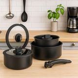 Paçi Belariva-Easy Cook Çıkarılabilir Saplı Siyah 8 Parça Tencere Seti