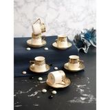 Paçi Gold Yaldızlı Kabartmalı 6 Kişilik Kahve Fincan Takımı - Gold - Beyaz - 80 ml